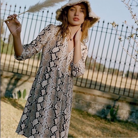 Anthropologie Maeve Juno Snake Python Print Dress Size SP - Picture 4 of 13